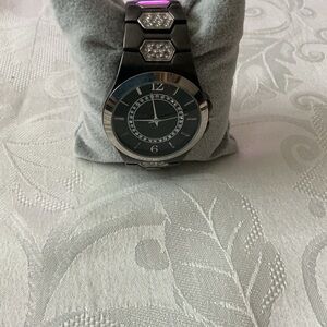 Allude Women’s Gun Metal Rhinestone Watch